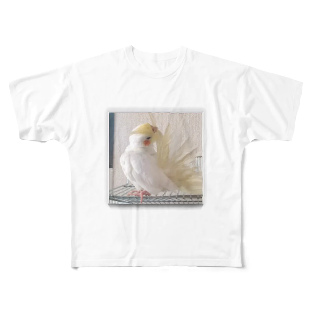 usa3104のオカメインコのムーン羽繕い中 フルグラフィックTシャツ