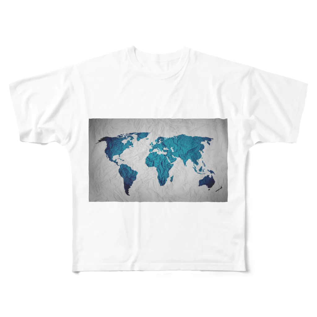 Sakura-yuanの氷と水の世界地図 フルグラフィックTシャツ