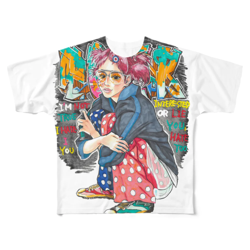 cartoonpunxのfxxk graffiti girl フルグラフィックTシャツ