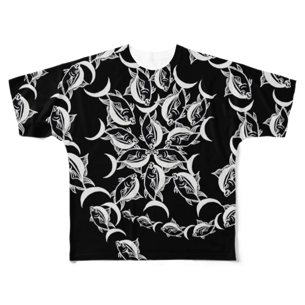 Komichiのマグるぐる(BLACK) フルグラフィックTシャツ