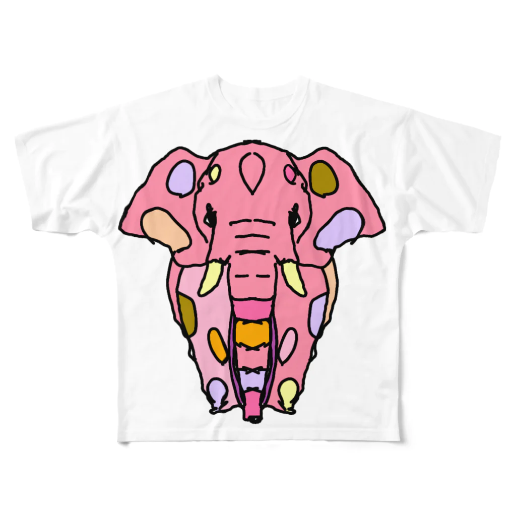 Full of vitality　(フル　オブ　バイタリティ)のElephant☆PINK　(ピンク色の象)　Full of vitality　(フル　オブ　バイタリティ) All-Over Print T-Shirt