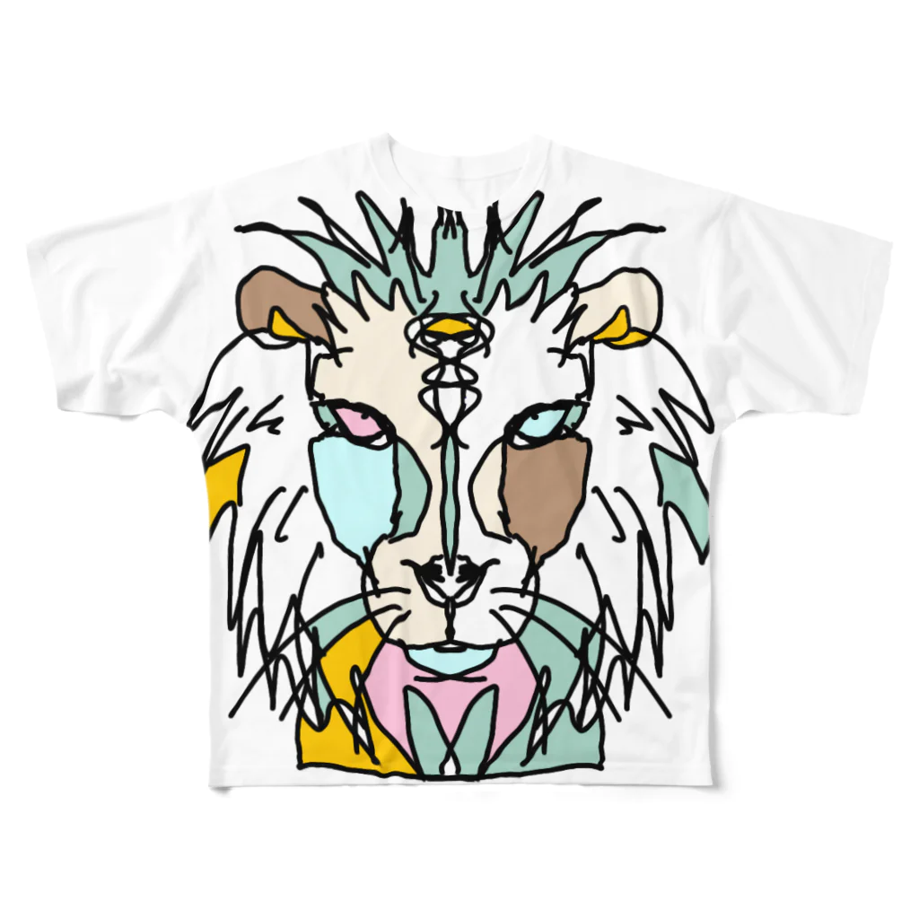 Full of vitality　(フル　オブ　バイタリティ)のwhite☆lion　(白いライオン)　白バージョン　Full of vitality　(フル　オブ　バイタリティ) All-Over Print T-Shirt