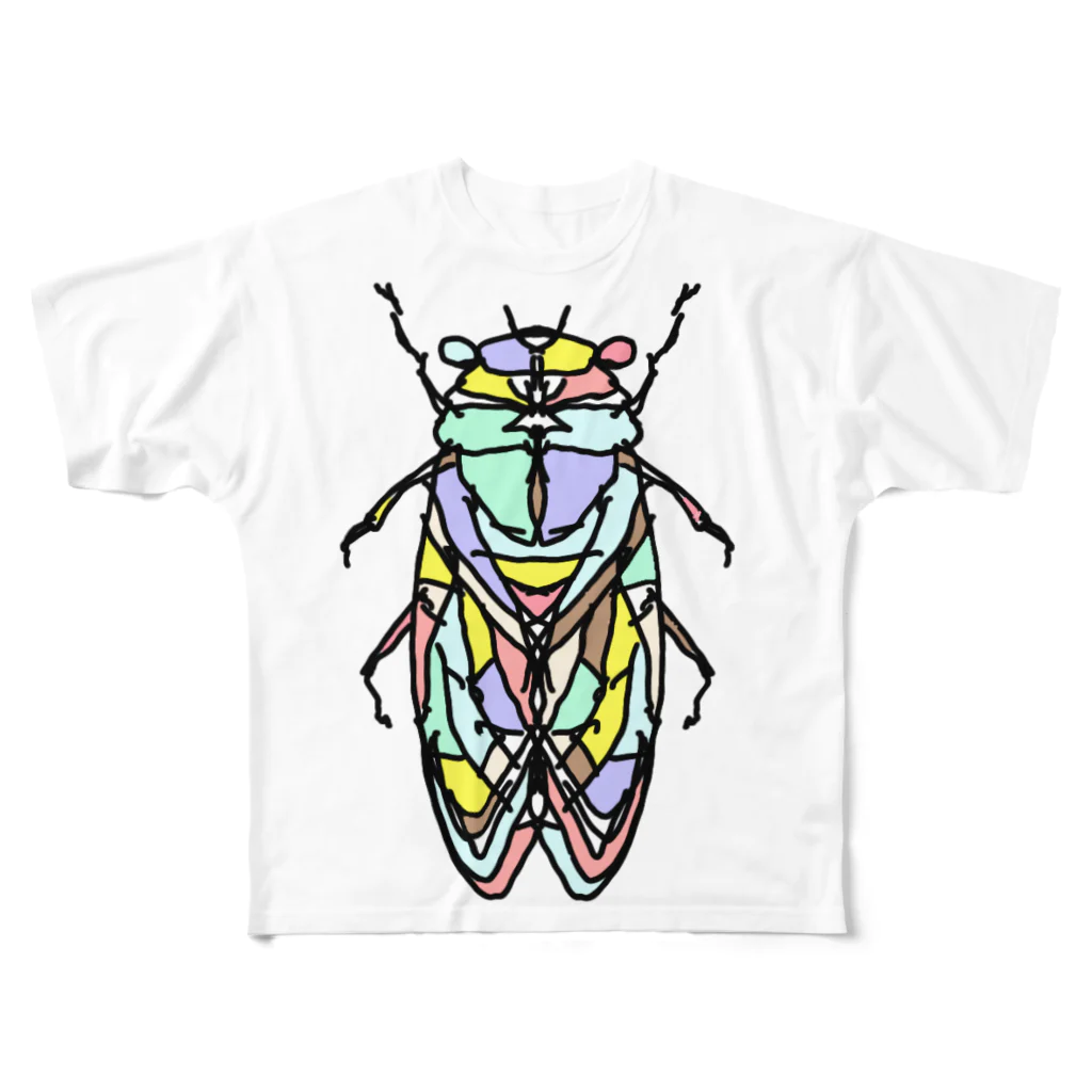 Full of vitality　(フル　オブ　バイタリティ)のcicada(せみ)カラーバージョン(大)Full of vitality　(フル　オブ　バイタリティ) All-Over Print T-Shirt