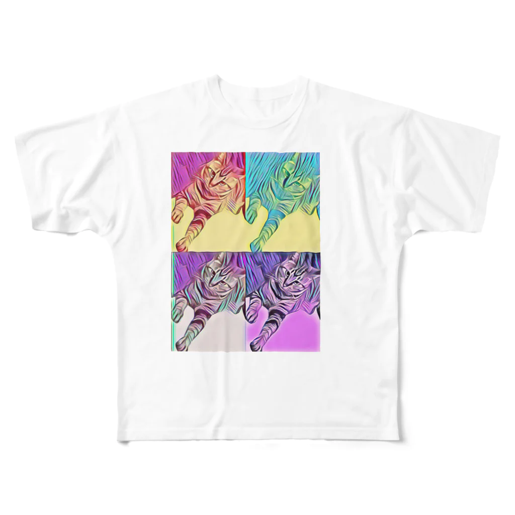 lunamoonaoのアート風猫ちゃん All-Over Print T-Shirt