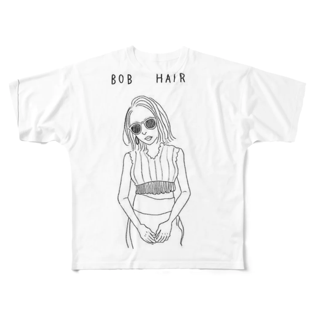 もちもちさんのボブな女 All-Over Print T-Shirt