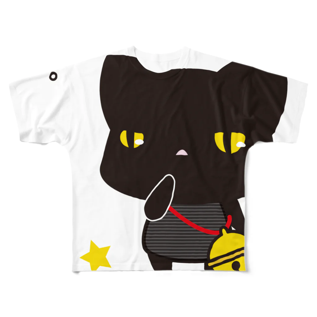 [ E+ ] SHOPのくろいねこ。 フルグラフィックTシャツ