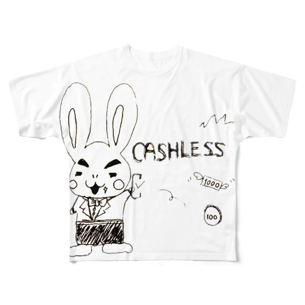 maruch_のオジウサ　CASHLESS All-Over Print T-Shirt