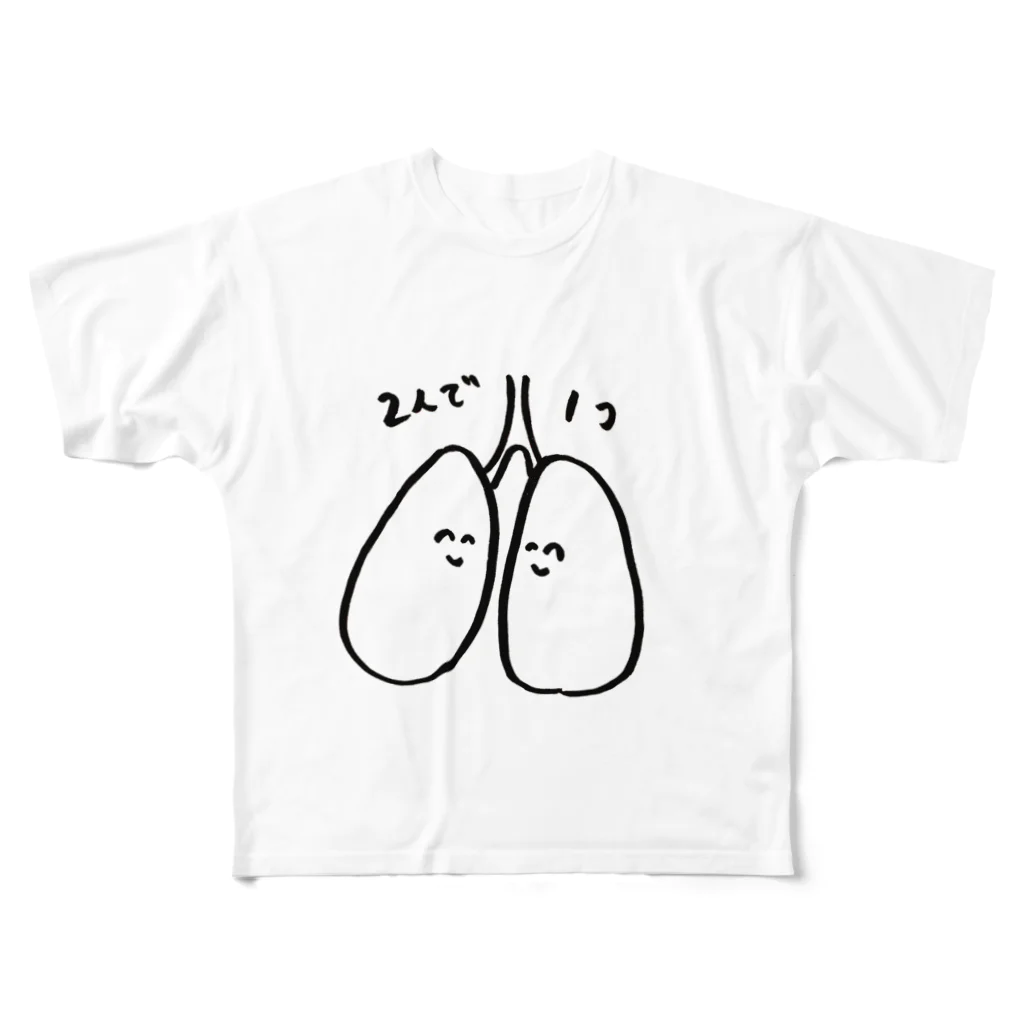 nursedesuの肺ちゃんと肺くん フルグラフィックTシャツ