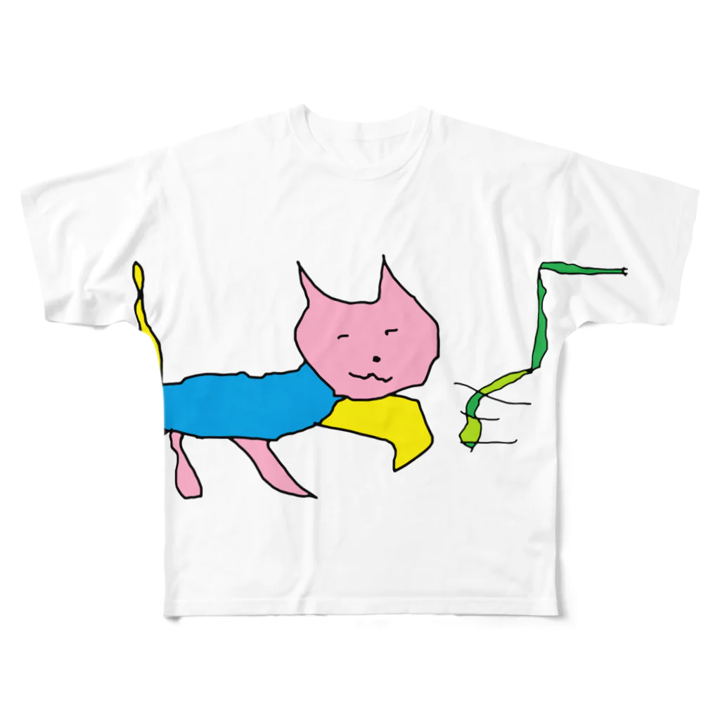 水草の猫マン１ フルグラフィックTシャツ