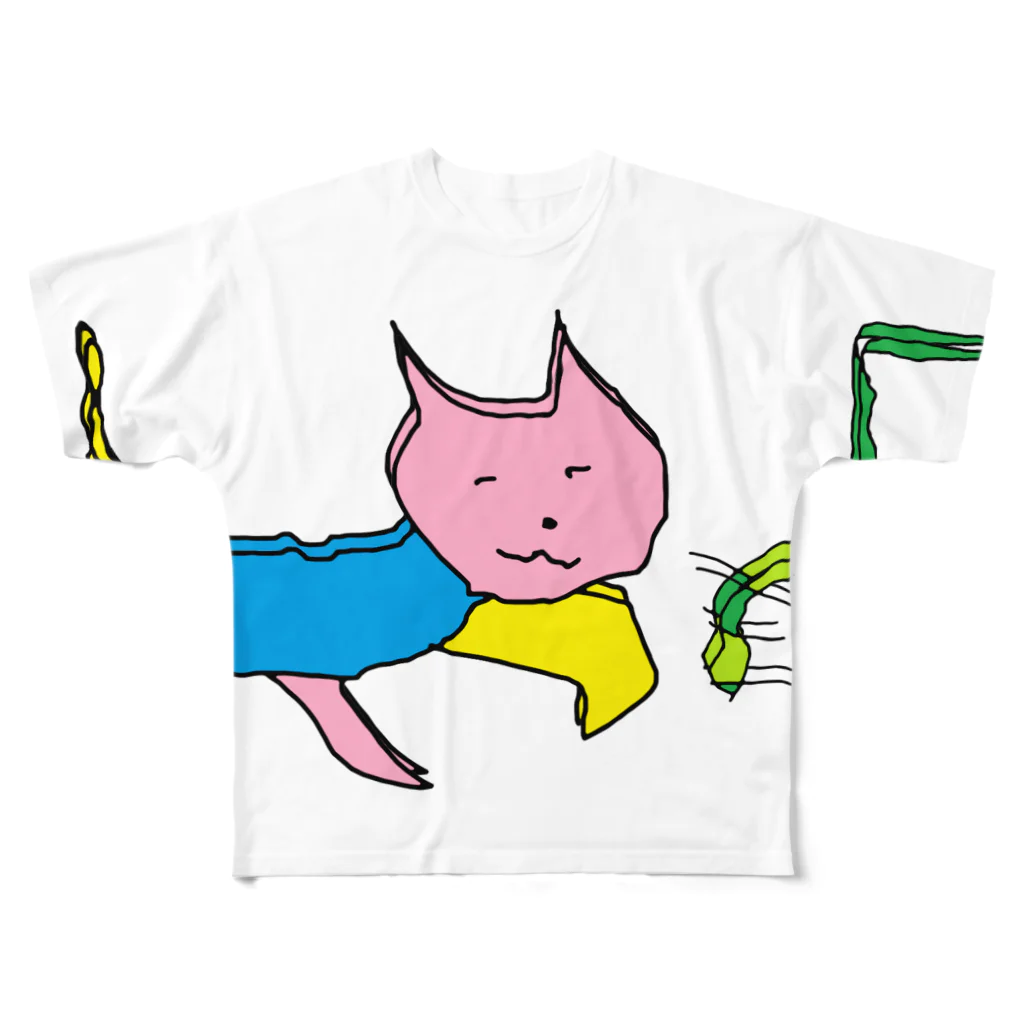 水草の猫マン２ フルグラフィックTシャツ