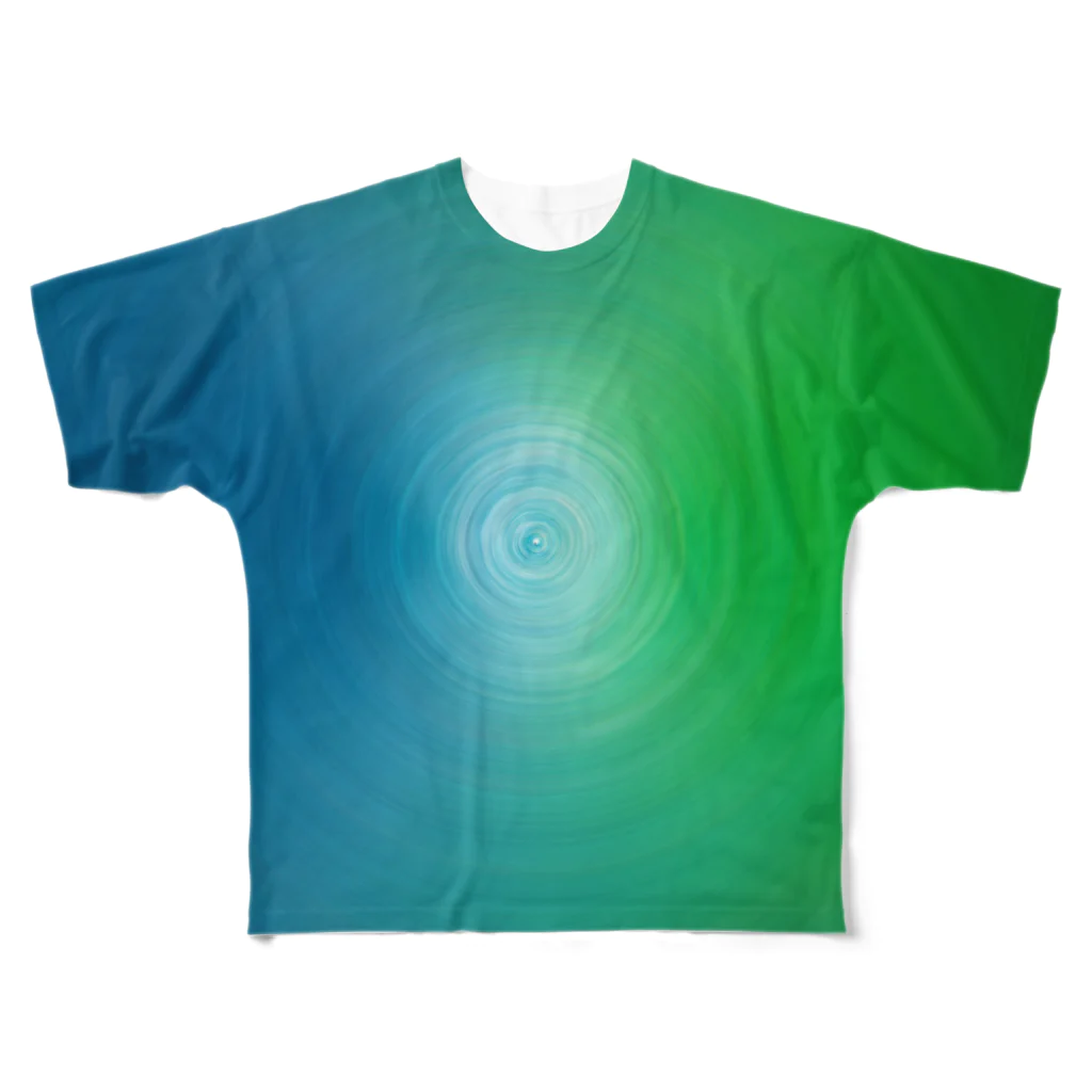 gemgemshopのAbstract #10 （緑と青のグラデーション） フルグラフィックTシャツ