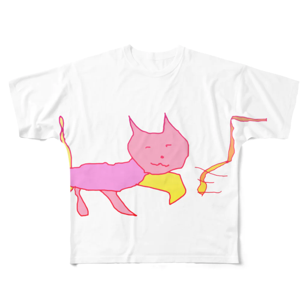 水草の猫マン6 フルグラフィックTシャツ