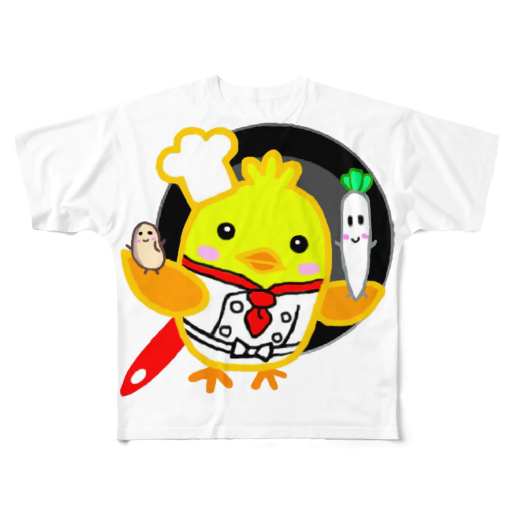 SEA's SHOPの鶏肉大根大豆ちゃん フルグラフィックTシャツ