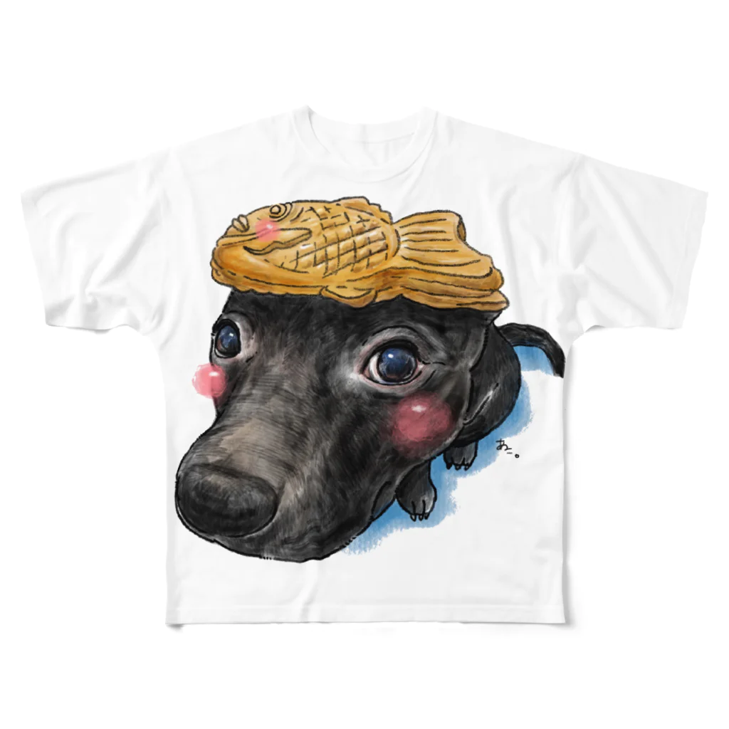 shop あこ猫犬屋の乗せ犬シリーズ・たい焼きちゃん All-Over Print T-Shirt