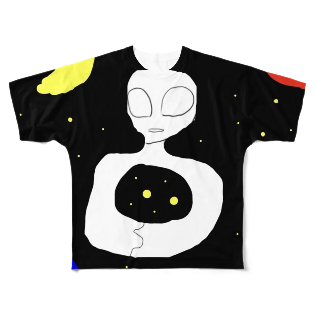 オロnineのゆめかわいい宇宙人の浮き輪 フルグラフィックTシャツ