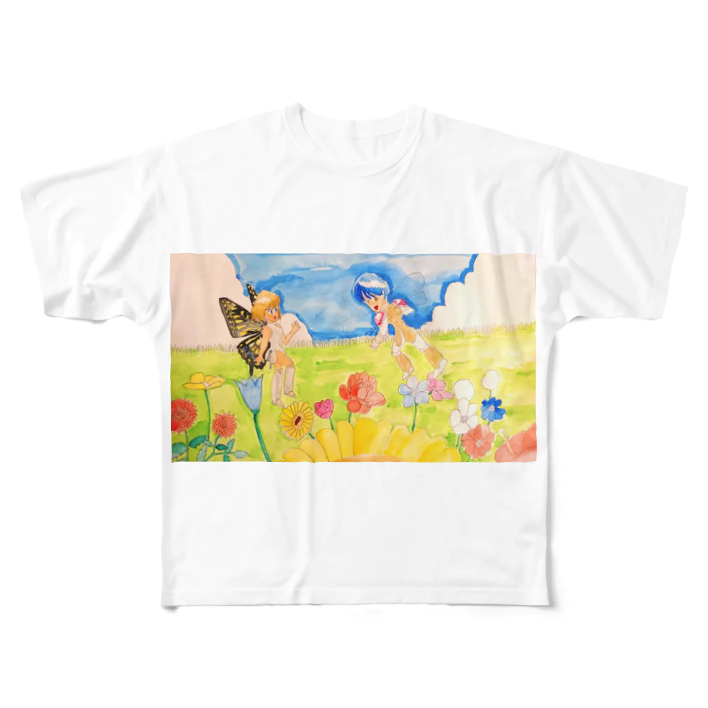 LIONの信仰的ショップの花畑の邂逅 フルグラフィックTシャツ