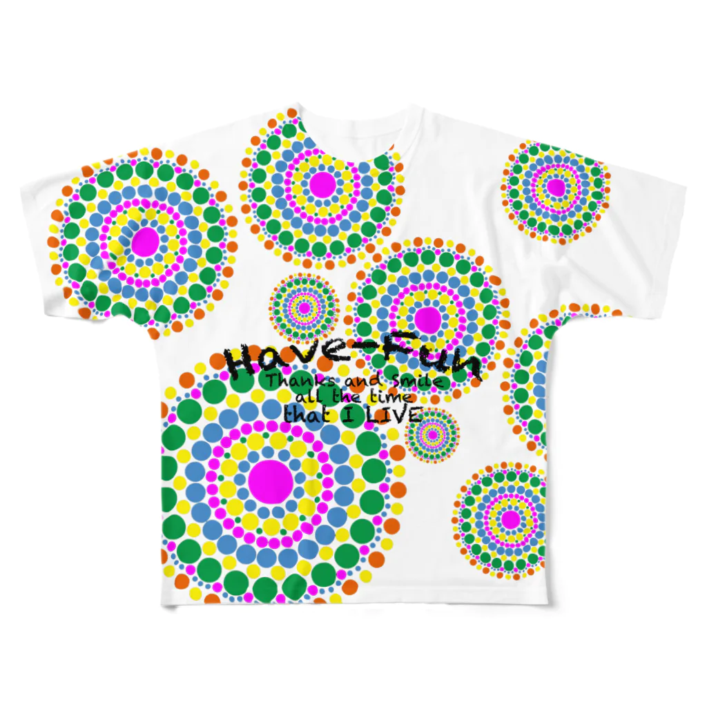 HaveーFun 嘉のHaveーFun点絵フルグラフィックTシャツ All-Over Print T-Shirt