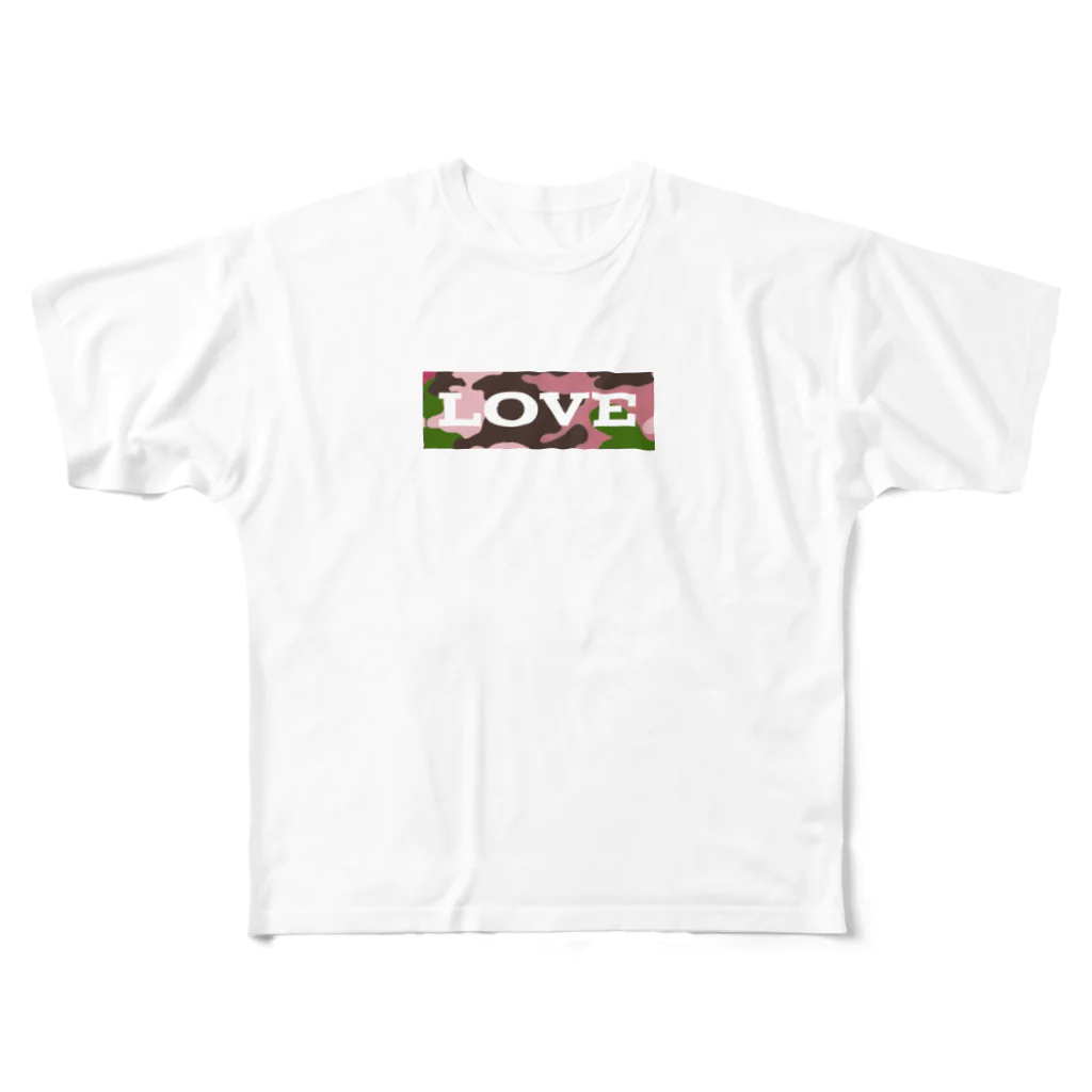 LOVE lovelyのLOVE ロゴ フルグラフィックTシャツ