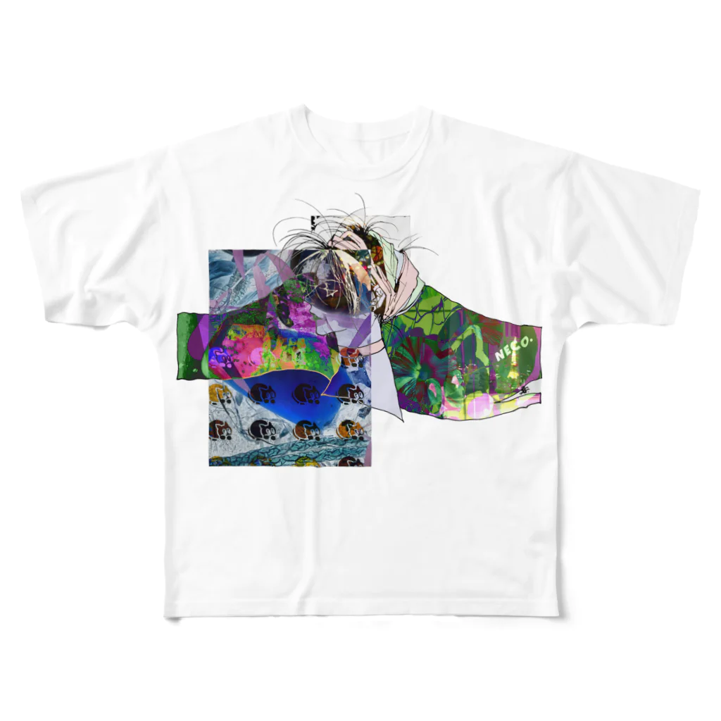 NEON.のNECO.コラボ フルグラフィックTシャツ