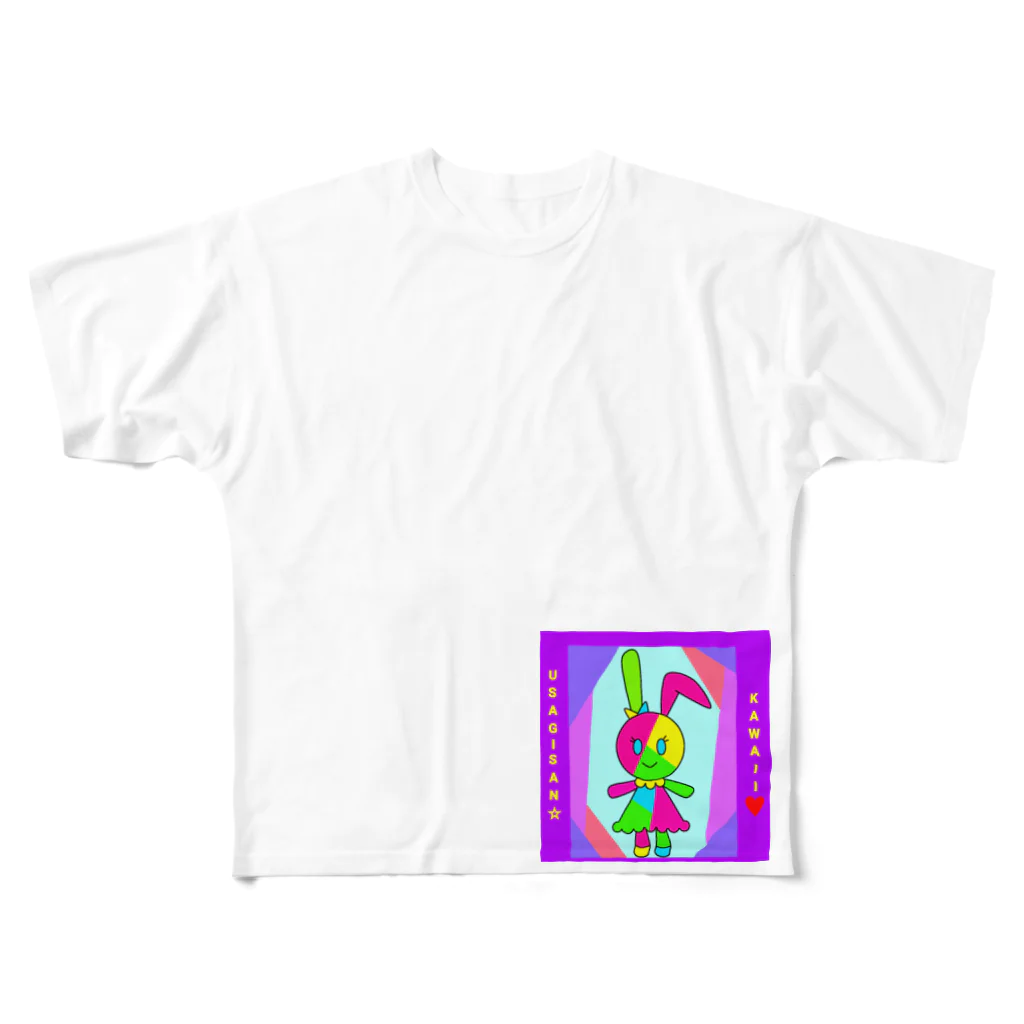 kaekoのカラフルうさぎさん All-Over Print T-Shirt