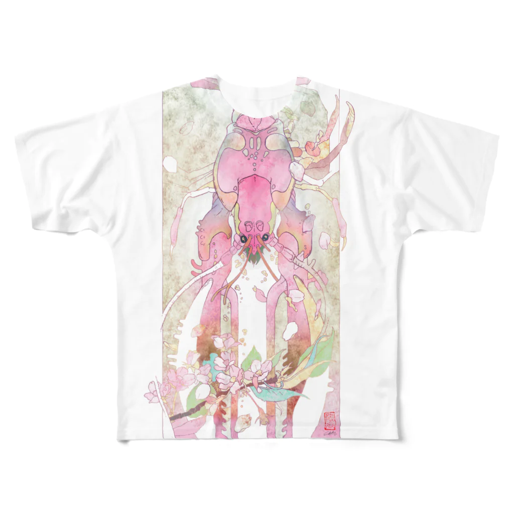 くまたにたかしの桜蝦 フルグラフィックTシャツ