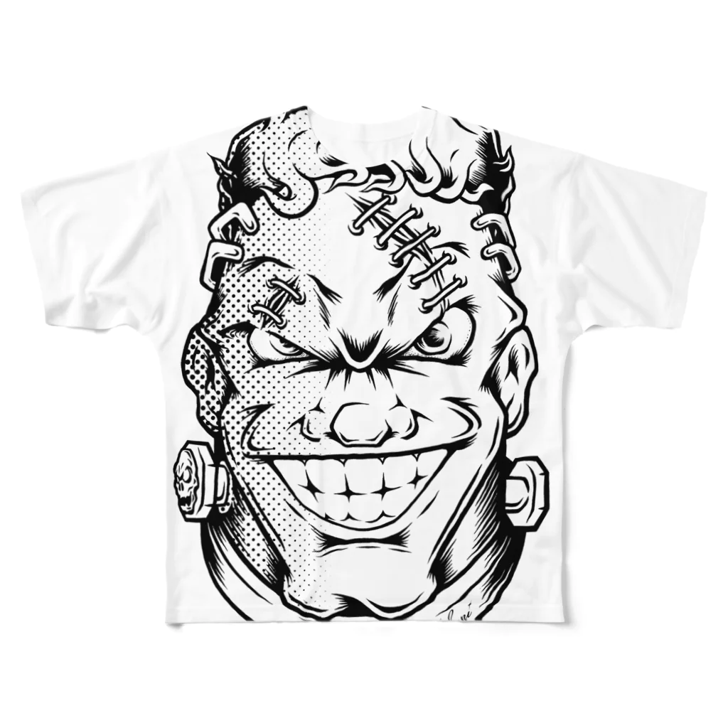 TOMOKUNIのフランケン FACE【モノクロ線画】 All-Over Print T-Shirt