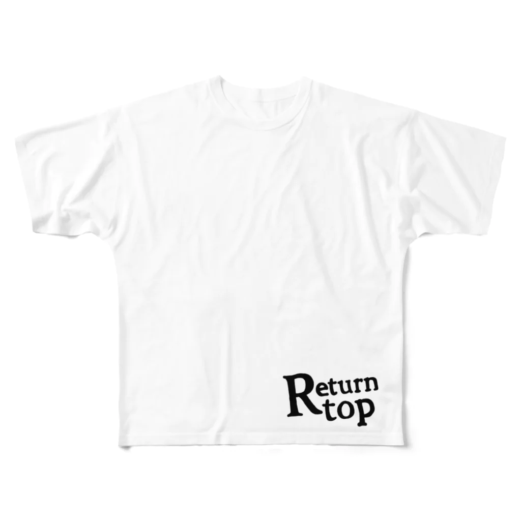 Mark Squier Design SUZURI店のReturnTop Black フルグラフィックTシャツ