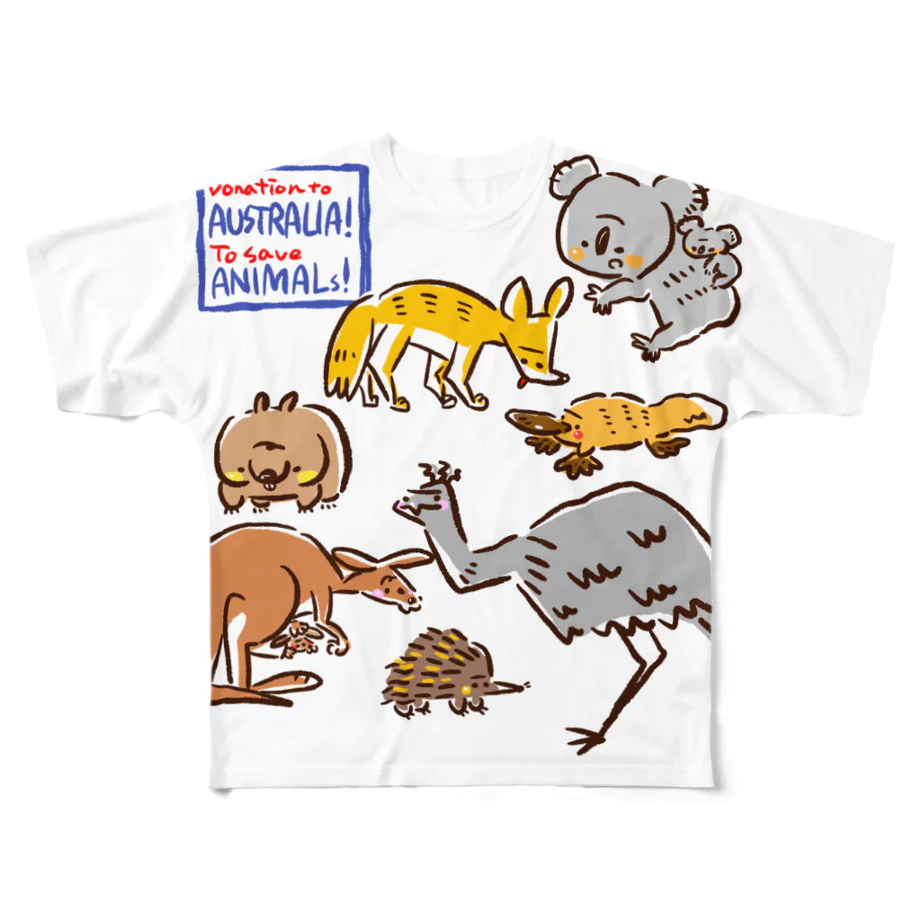 サタケ商店🐅🍛のオーストラリアアニマル(500円募金) All-Over Print T-Shirt