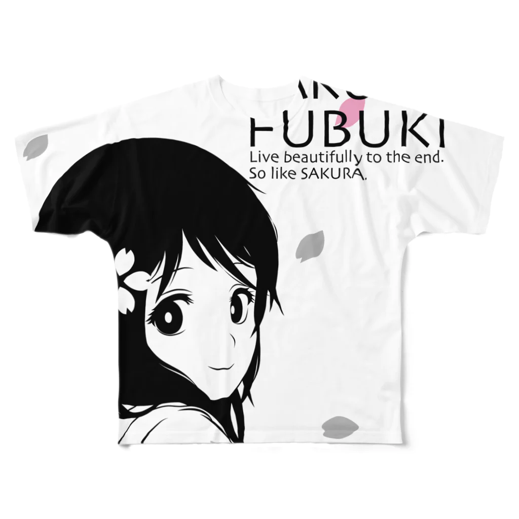 松や SUZURI店のSAKURA FUBUKI All-Over Print T-Shirt