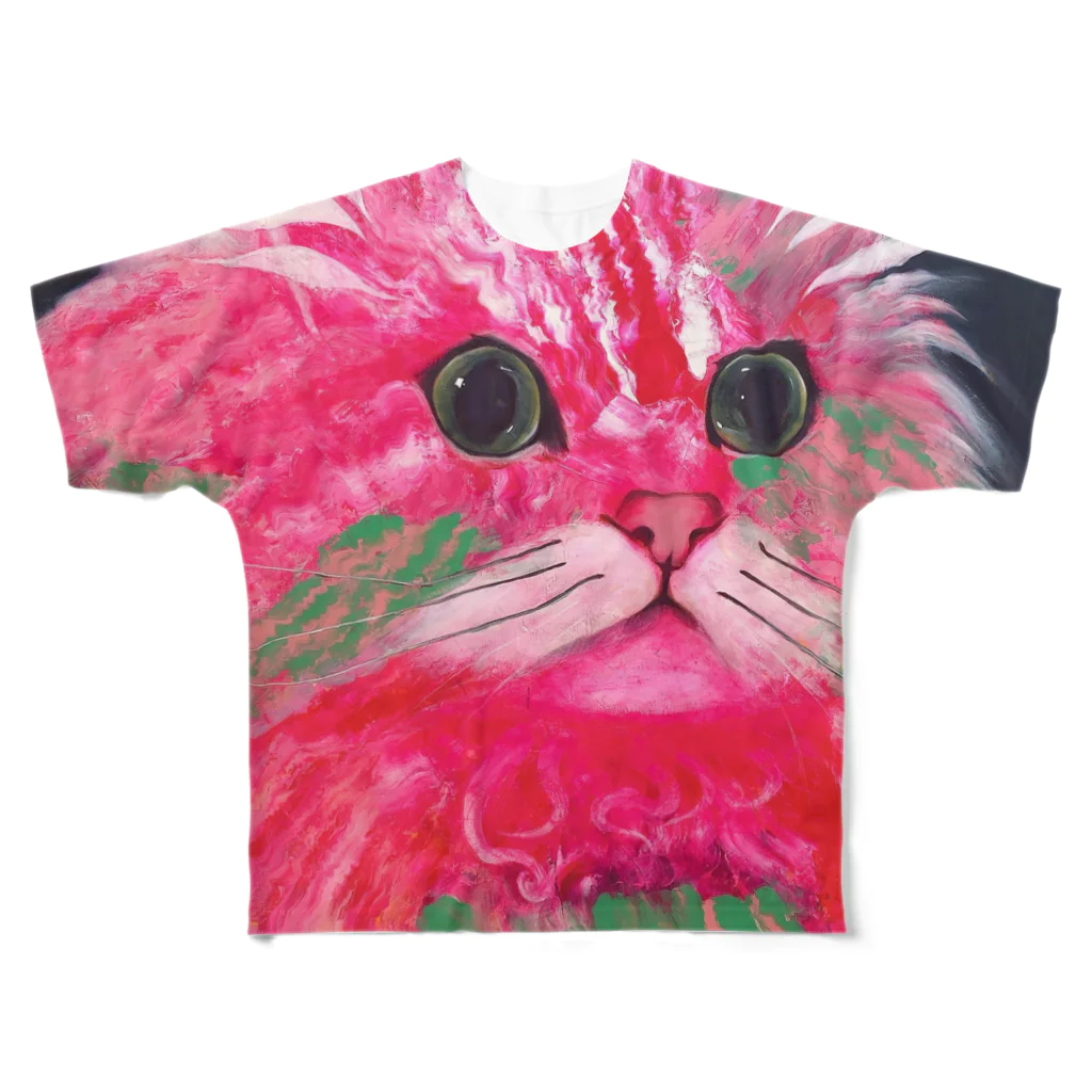 Ange Fleur （アンジュフルール）のRhodonite Cat（ロードナイト キャット） All-Over Print T-Shirt