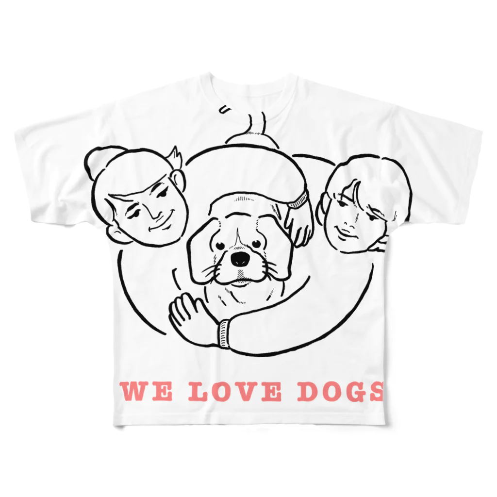 yyyyのWe love dog フルグラフィックTシャツ