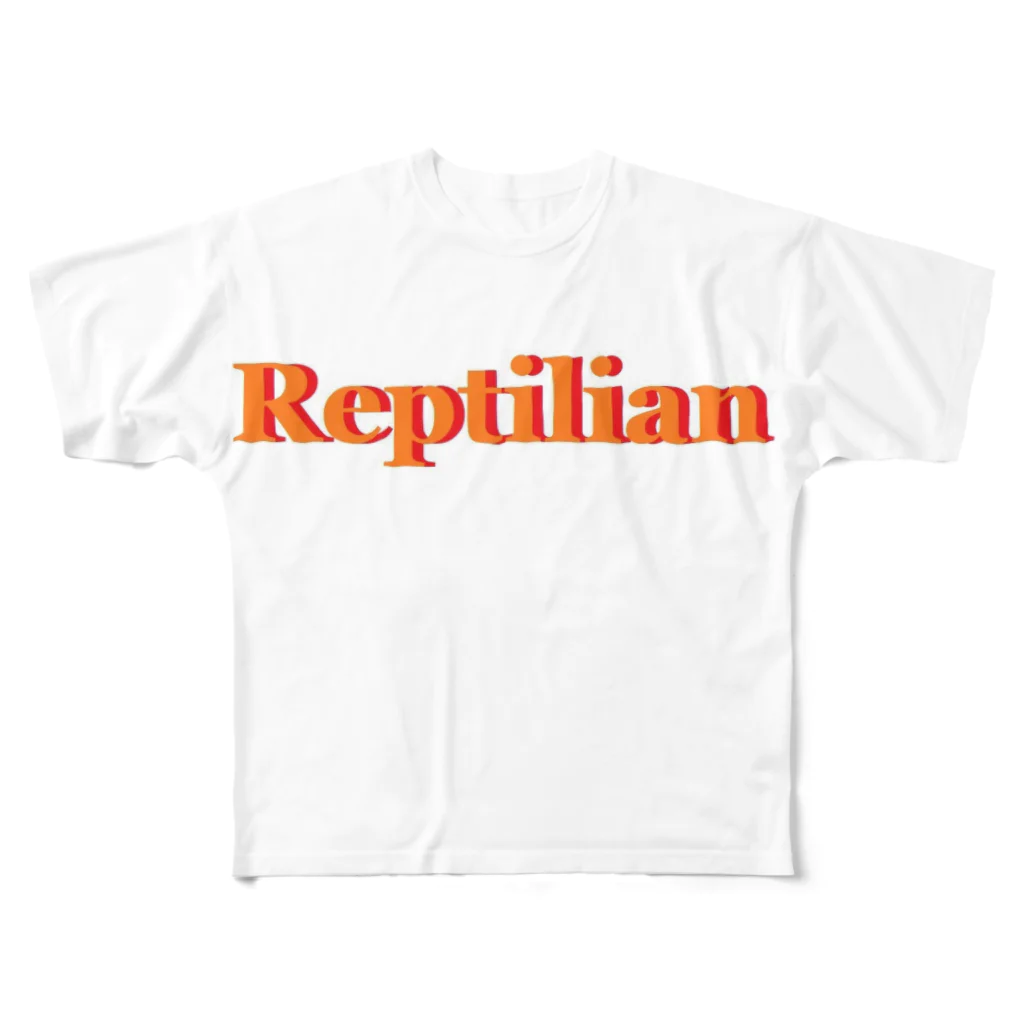 アメリカンベース のReptilian　ヒト型爬虫類　グッズ All-Over Print T-Shirt