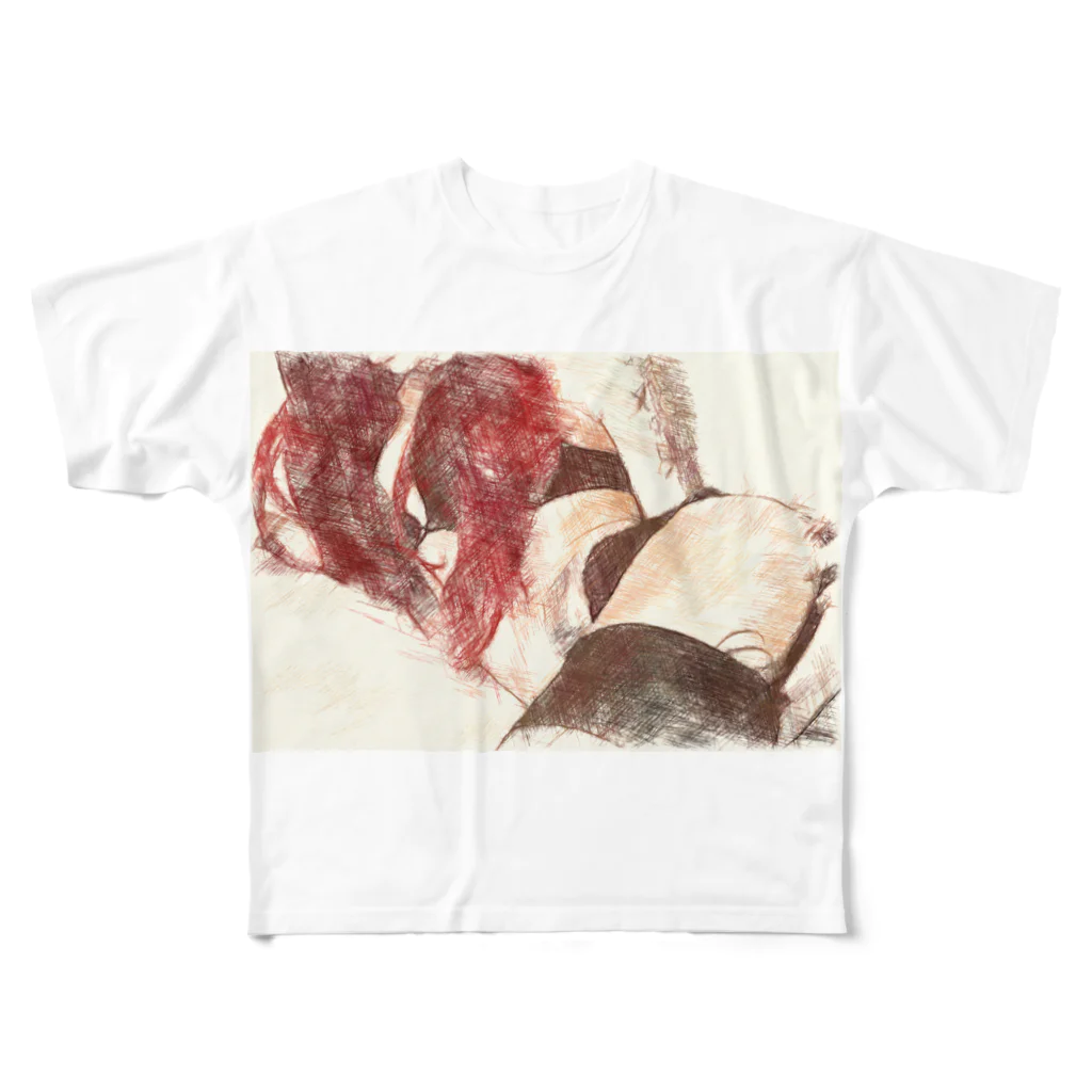 Lost'knotのRED CALL GIRL フルグラフィックTシャツ