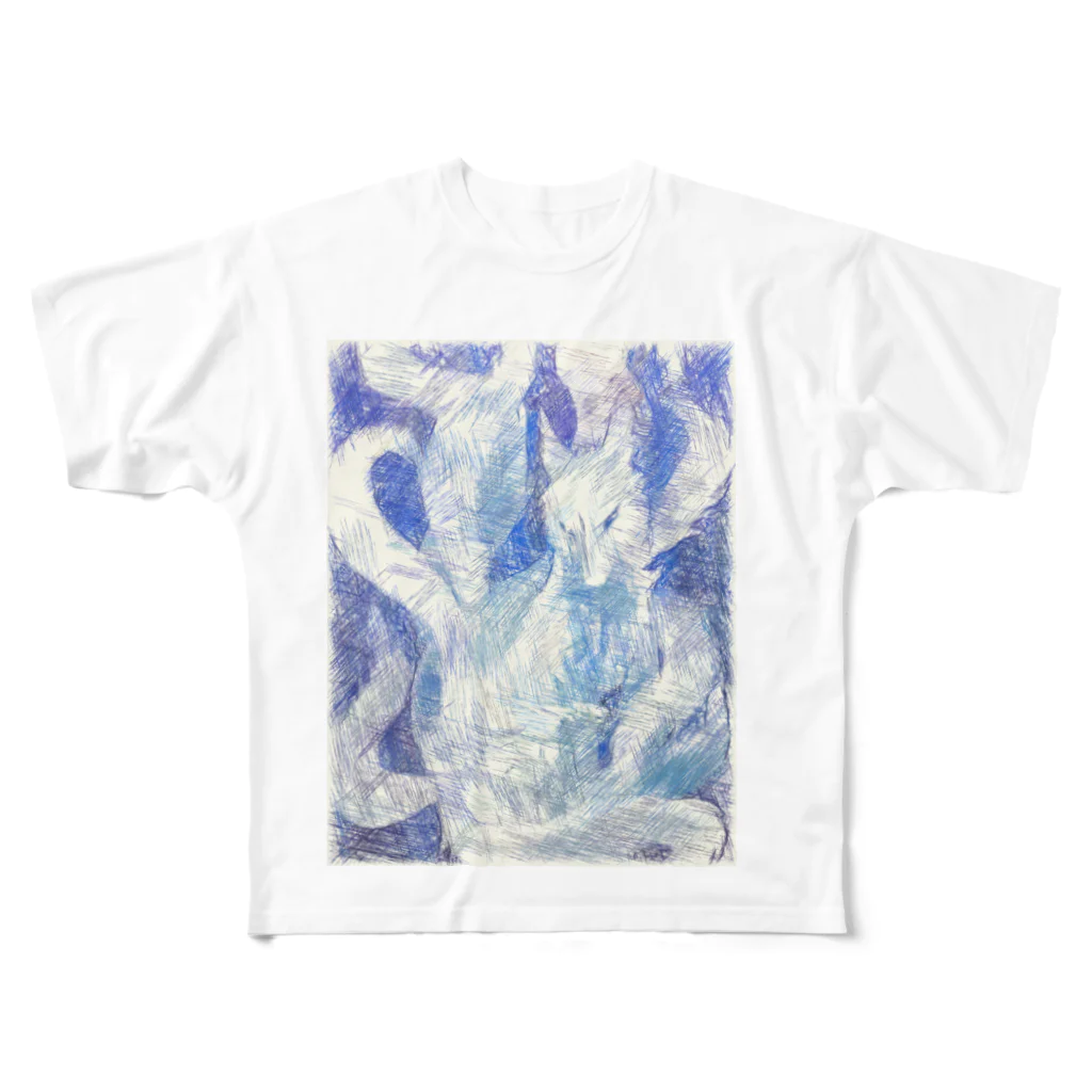 Lost'knotのBlue nine-tailed fox フルグラフィックTシャツ