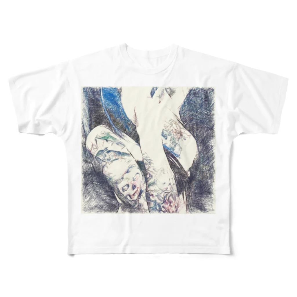 Lost'knotのBLUE CALL GIRL All-Over Print T-Shirt