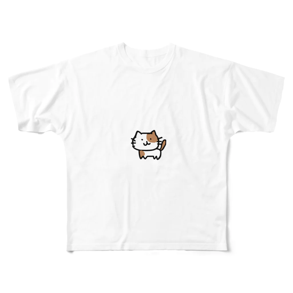 yuipppのしろちゃねこ フルグラフィックTシャツ