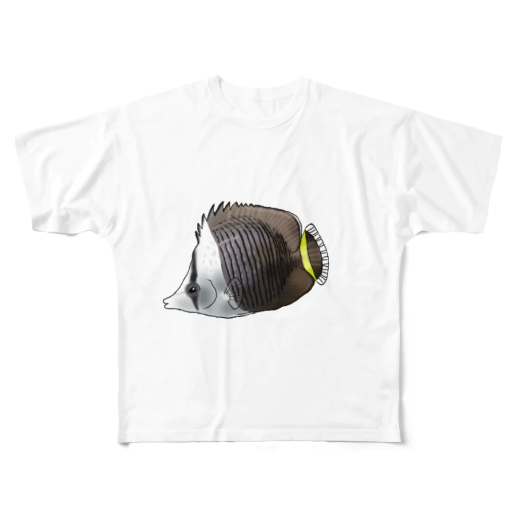 K′z SHOPのホワイトフェイスバタフライフィッシュ フルグラフィックTシャツ