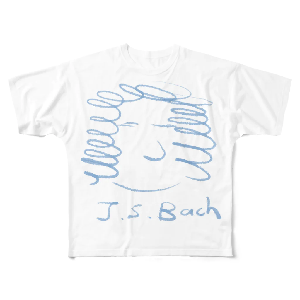 OSHIYOMANのバッハ　J.S.Bach フルグラフィックTシャツ