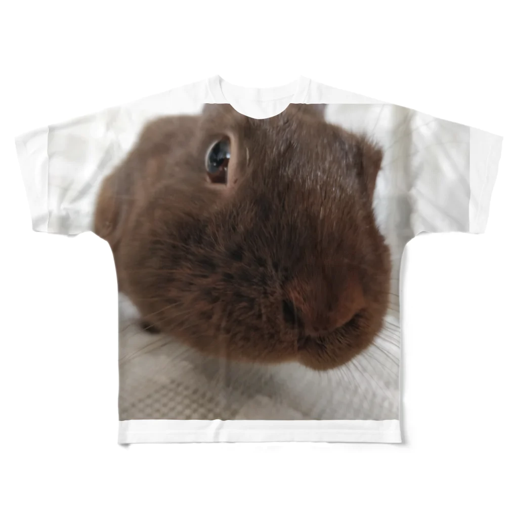 うさぎっ子のこげ色うさぎ　チョコ フルグラフィックTシャツ