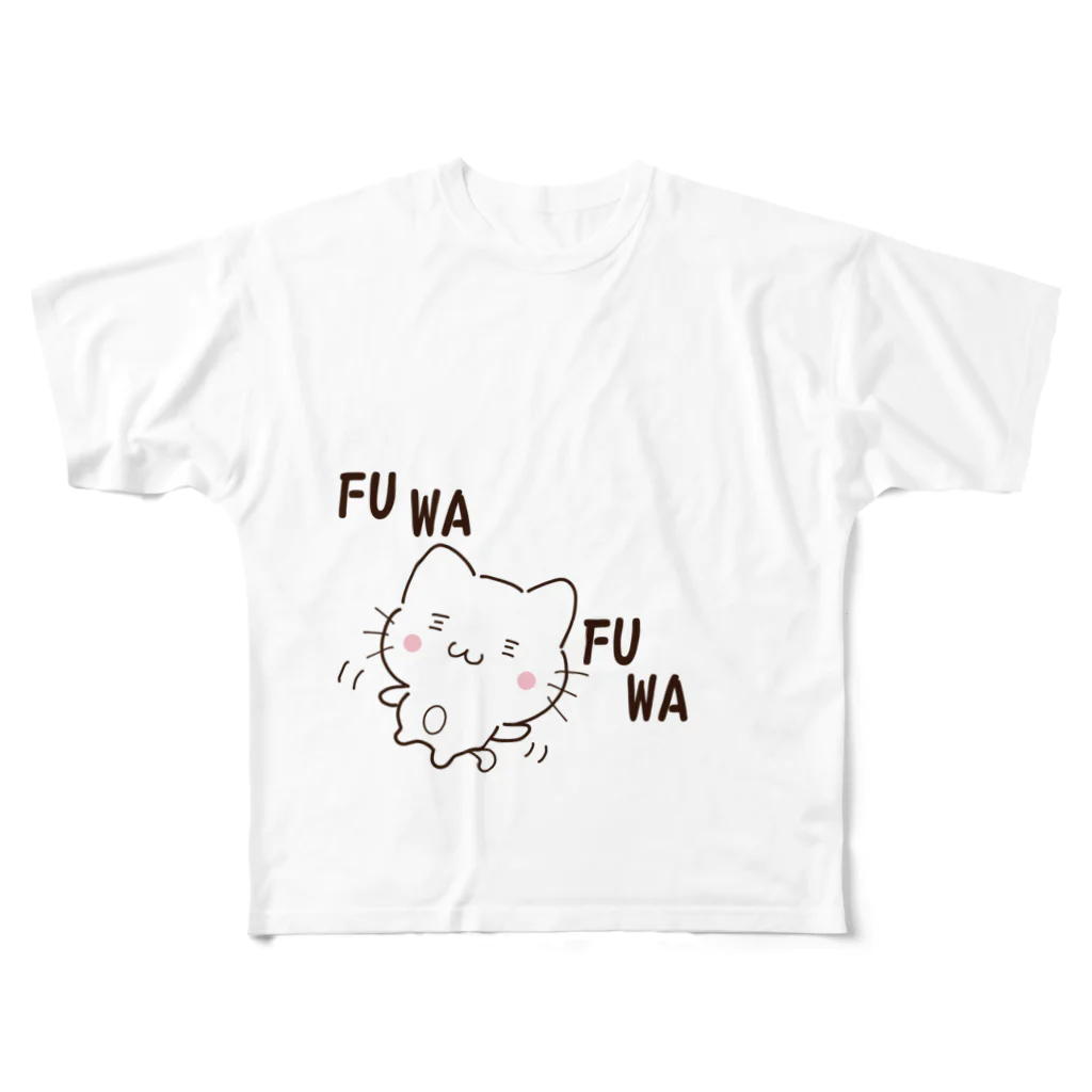 wakayamaのふわふわねこ フルグラフィックTシャツ