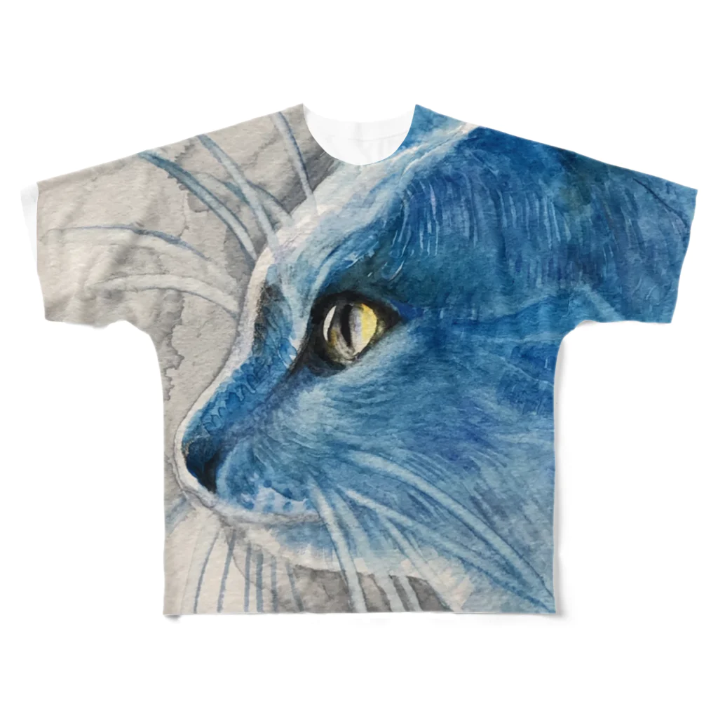 田代りえ子のtashirorieko蒼猫 All-Over Print T-Shirt