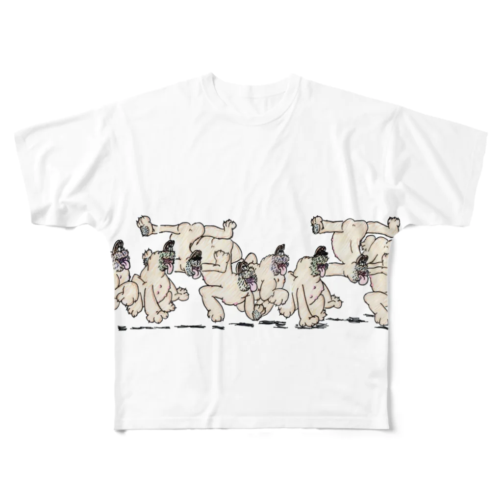🍩tarojiro(たろじろ) shop🍩の名犬ラッシュ フルグラフィックTシャツ