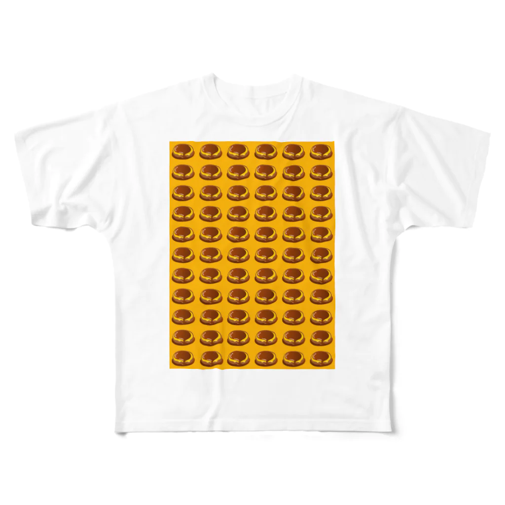 AMADAIのチーズハンバーグ フルグラフィックTシャツ