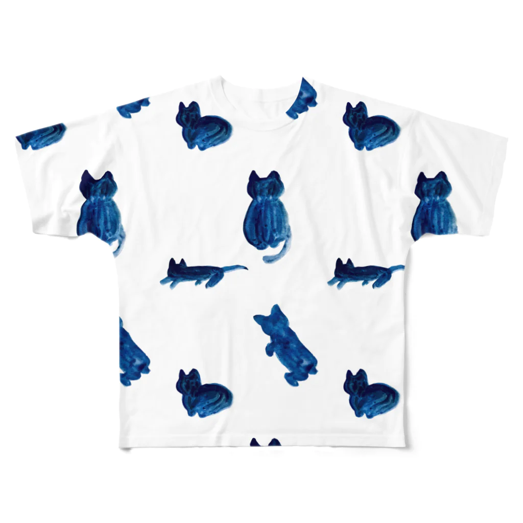 菜っぱの夜をまとった猫ちゃん All-Over Print T-Shirt