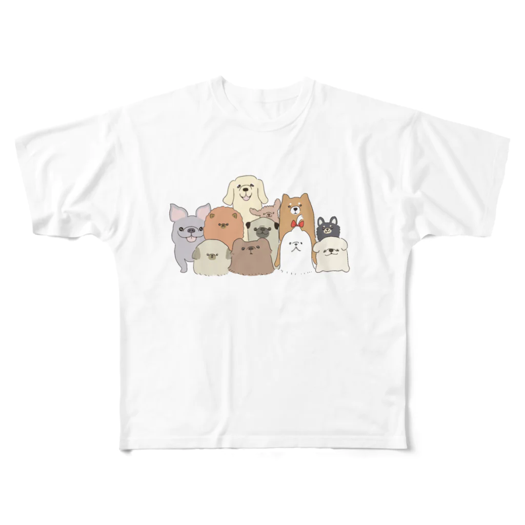 遥ん/犬顔絵　の犬　dog みんなおはよう フルグラフィックTシャツ