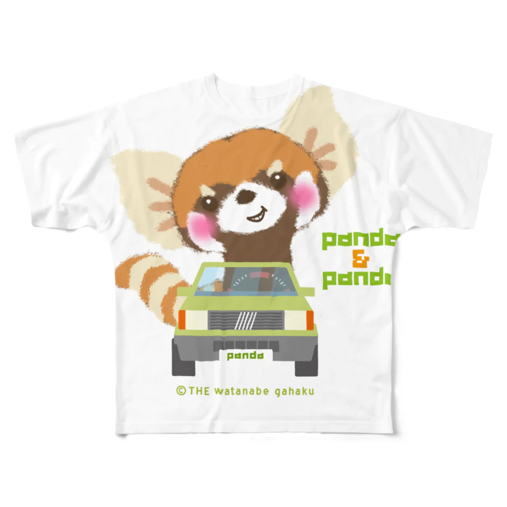 ザ・ワタナバッフルの大耳のレッサーパンダ "PANDA & PANDA" フルグラフィックTシャツ