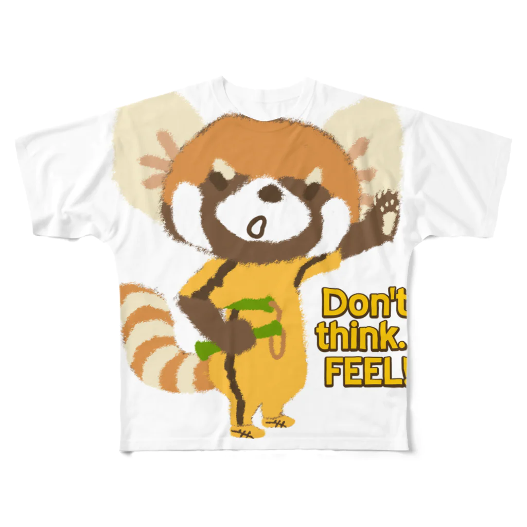 ザ・ワタナバッフルの大耳のレッサーパンダ "Don't think.Feel" フルグラフィックTシャツ