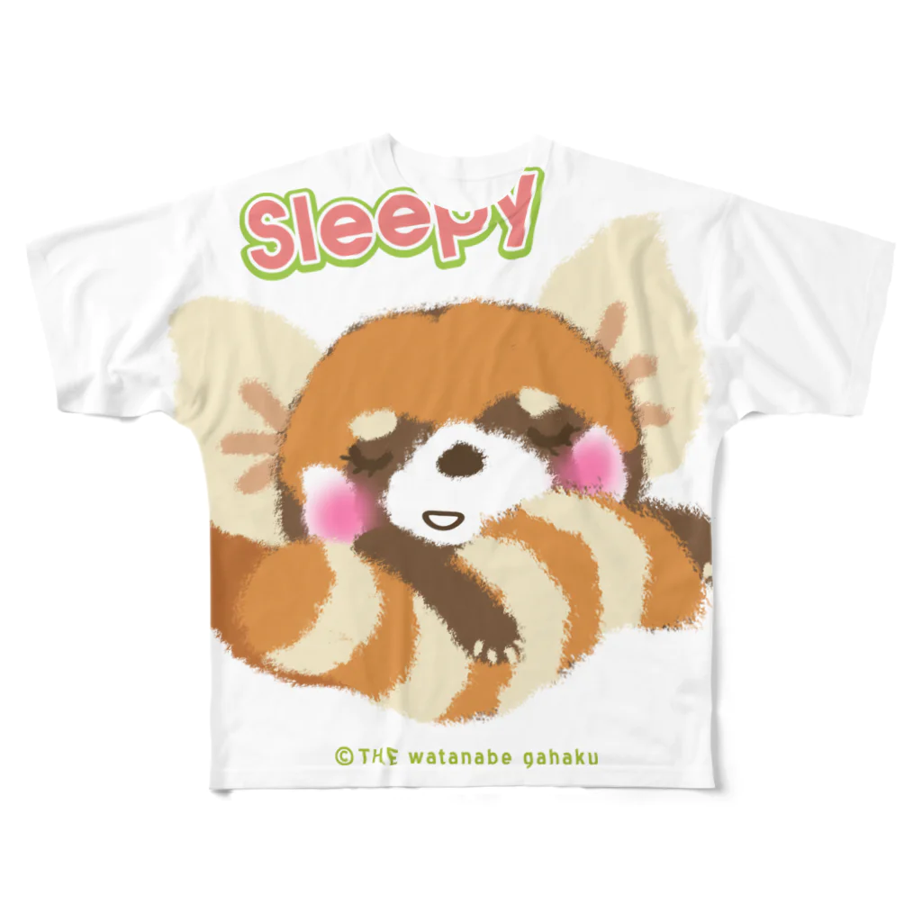 ザ・ワタナバッフルの大耳のレッサーパンダ "Sleepy" フルグラフィックTシャツ