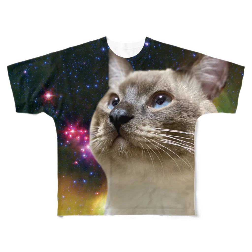 あずきショップの宇宙猫あずきくん フルグラフィックTシャツ