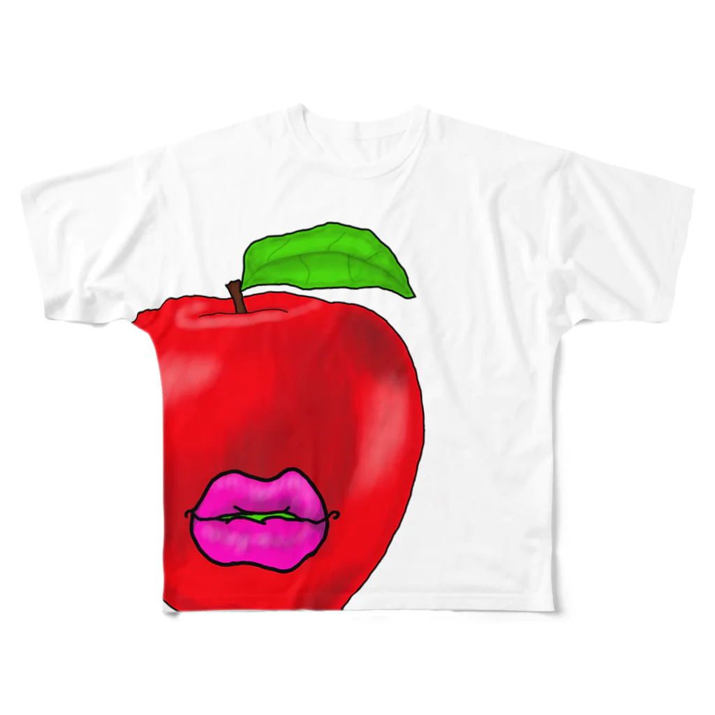 jpapmのフルーツシリーズ りんご フルグラフィックTシャツ